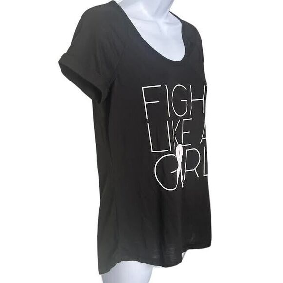 Ideology Womens Fight Like A Girl Breast Cancer Research Tee Blk/White Sz S BNWT - Picture 8 of 8